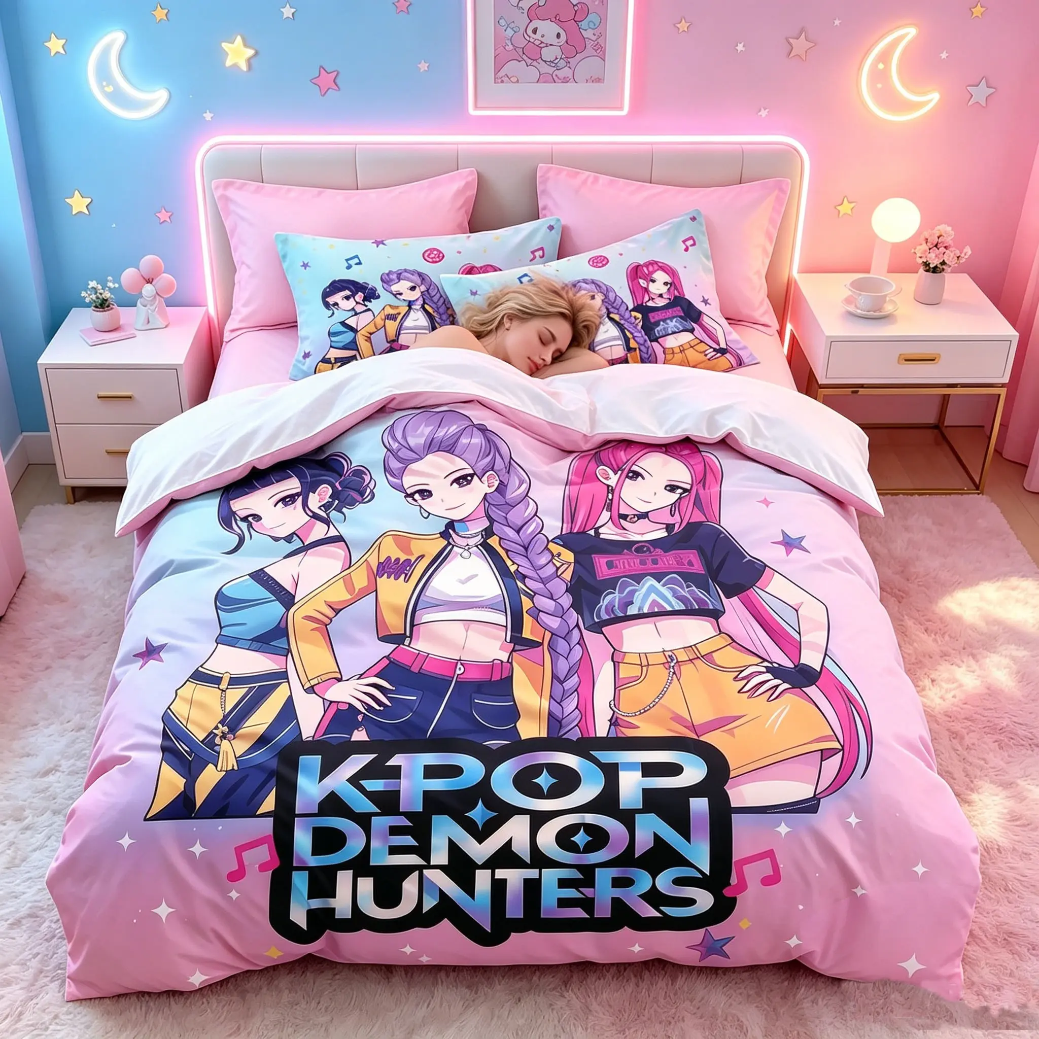 3-Piece Idol Girl Group Pattern Duvet Cover Set, Soft Fabric, No Padding, Ideal for Bedroom, Hotel, Dorm, Perfect Gift for Fans