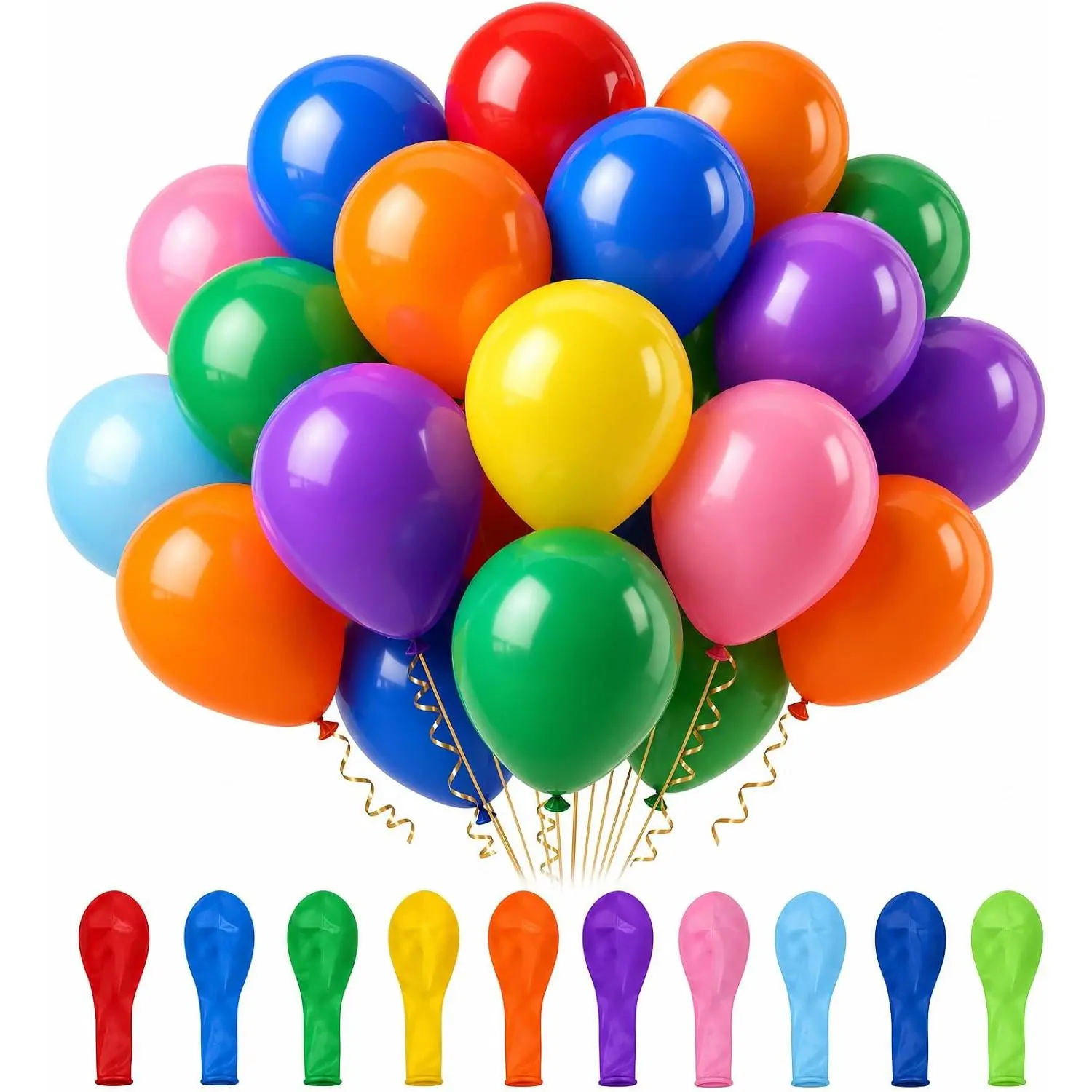 100 count Balloons, 12 Inch  Colors Balloon & 10 Kinds of Color Balloons, Latex Balloon Bulk for Birthday,  Shower, Wedding, Family Party.