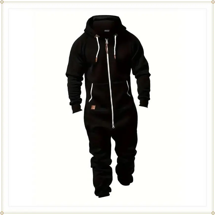 New  Fall/Winter Men's Hooded Fleece Onesie for Fashion and Casual Clothingdandy