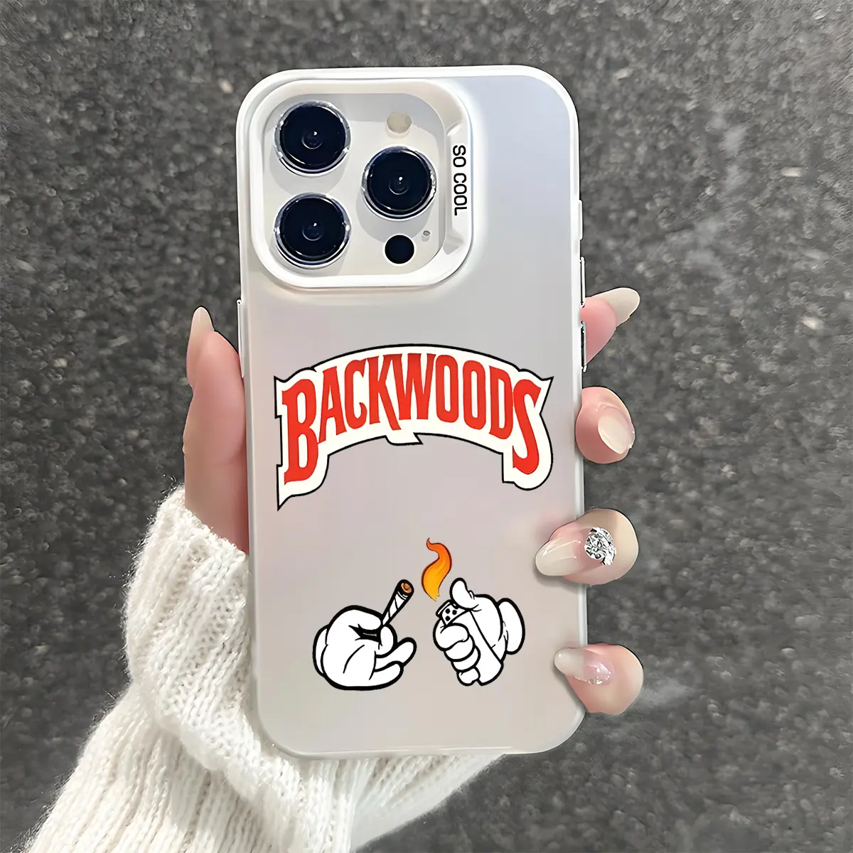 Hip Hop Backwoods Cartoon Hands Print Shockproof Phone Case - Protection Cover for iPhone 7/8/X/XR/11/12/13/14/15/16/17 Pro Max Plus AIR 17E, Affordable Cool Street Style for Smartphone, Cellphone & Handheld Devices