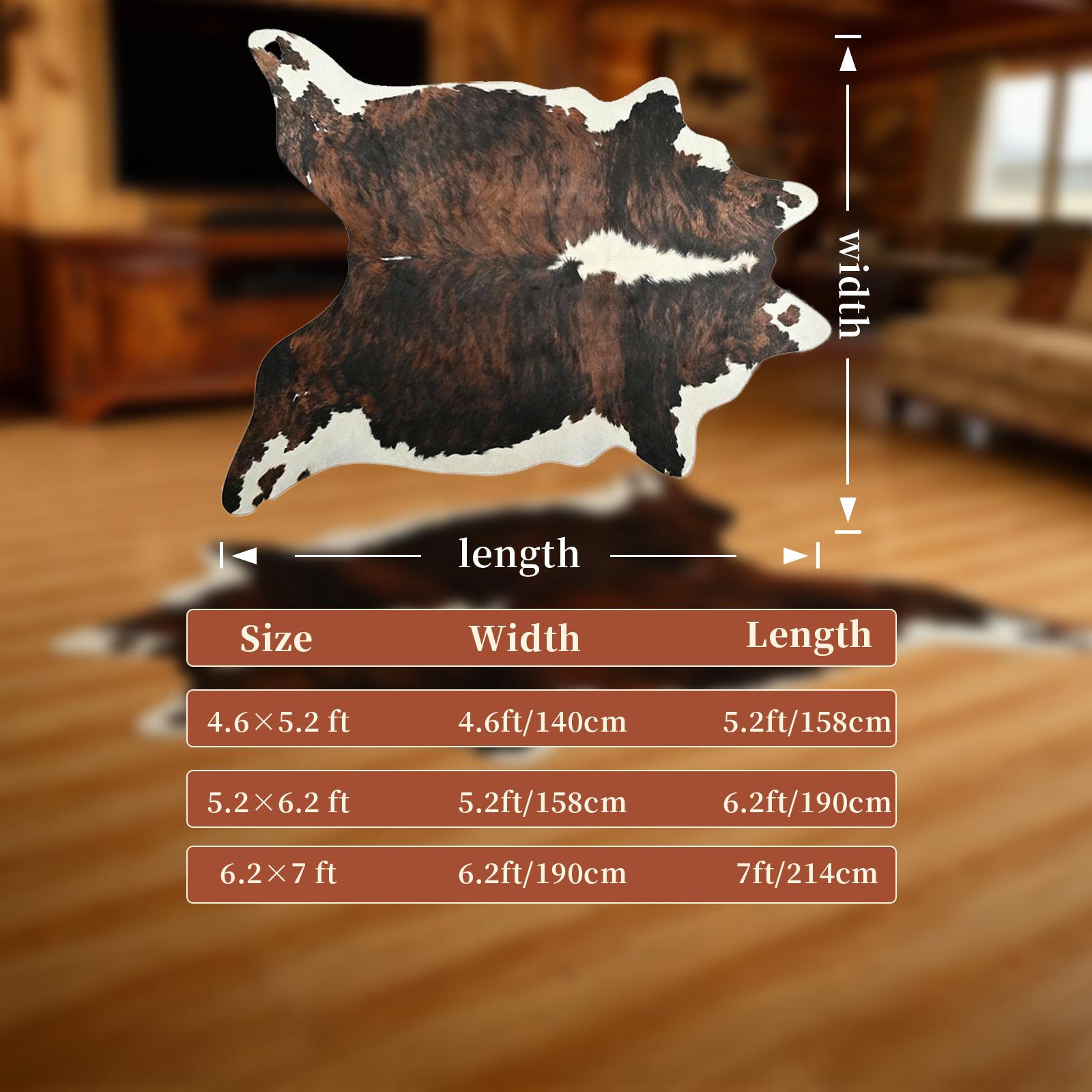 High-grade Faux Cowhide Carpet with Anti-slip Backing for Easy Cleaning Low Pile Rug for Living Room Bedroom Room Decoration Home Decor Polyester Style Western