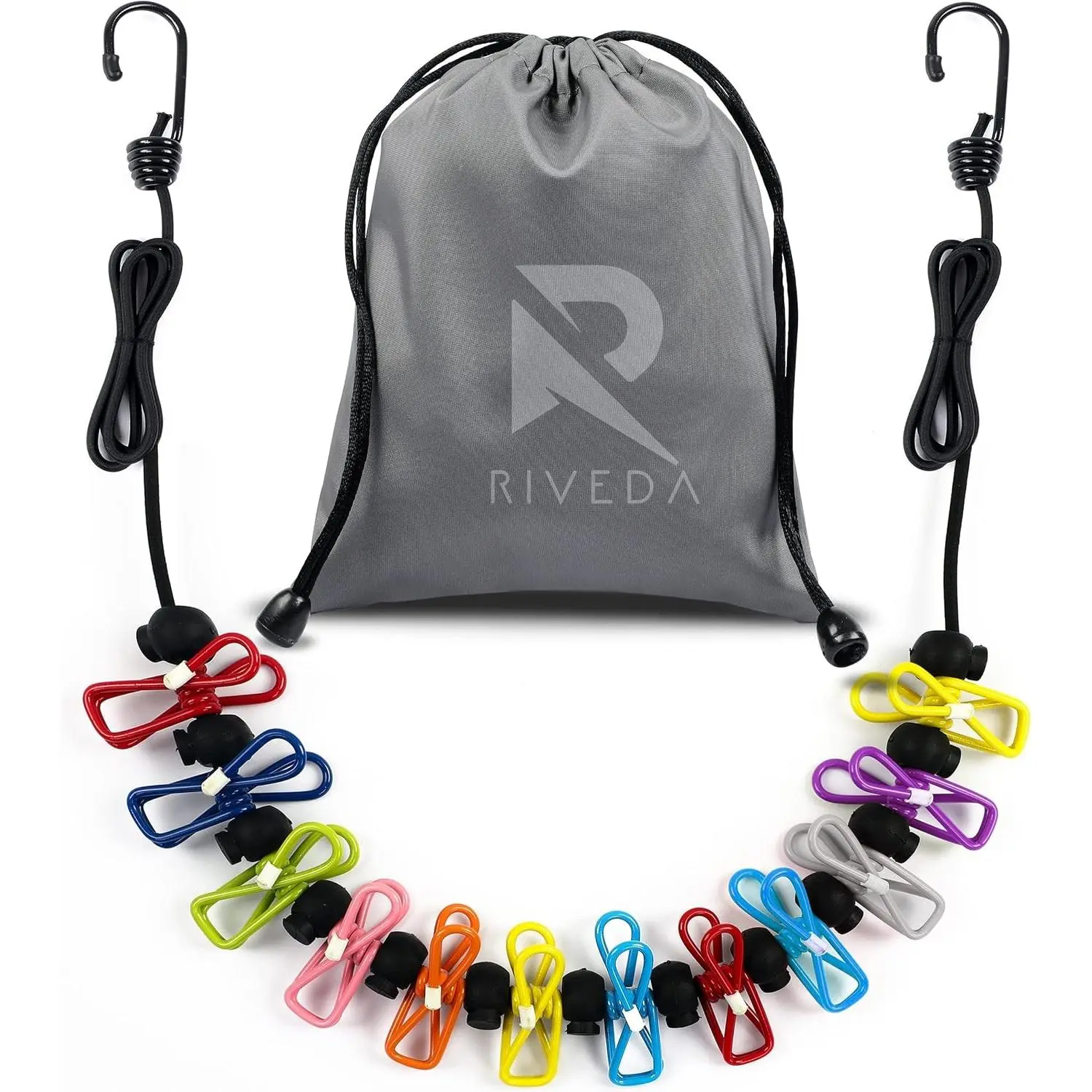 Portable Travel Clothesline with 12 Colorful Clips & Bag, Elastic RV & Camping Clothes Line for Indoor Laundry Drying Line & Outdoor Camping Accessories (Elastic)Gift