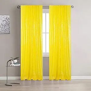 Sequin Backdrop 2 Panels 2ftx7ft Backdrops Glitter Background Wedding Photo and Shimmer Curtains Decor (Yellow)