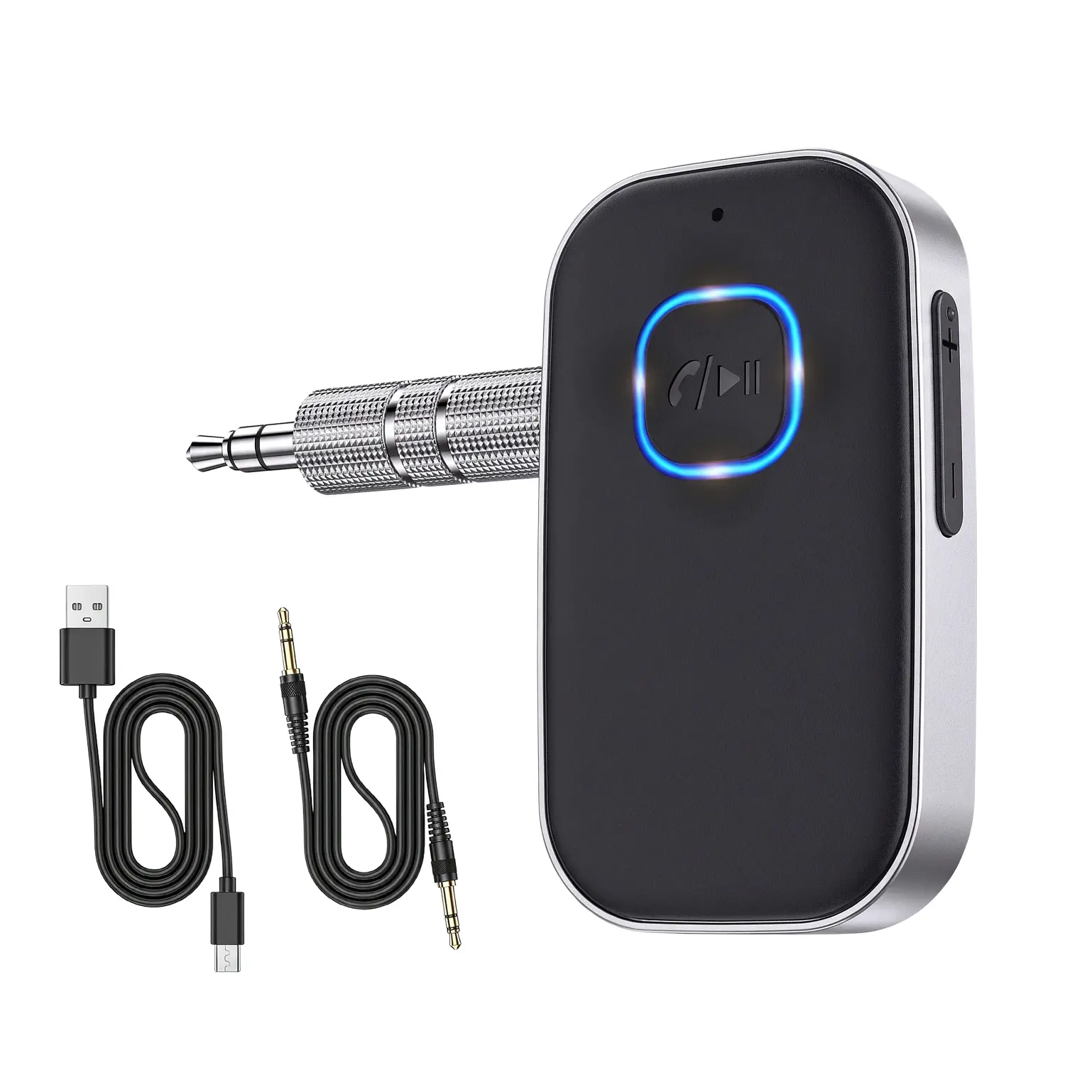 Rechargeable Bluetooth FM Transmitter & Receiver, AUX Input Car Adapter with USB Cable, Noise Cancelling for Car Audio Systems & Wired Headphones, Bluetooth Receiver