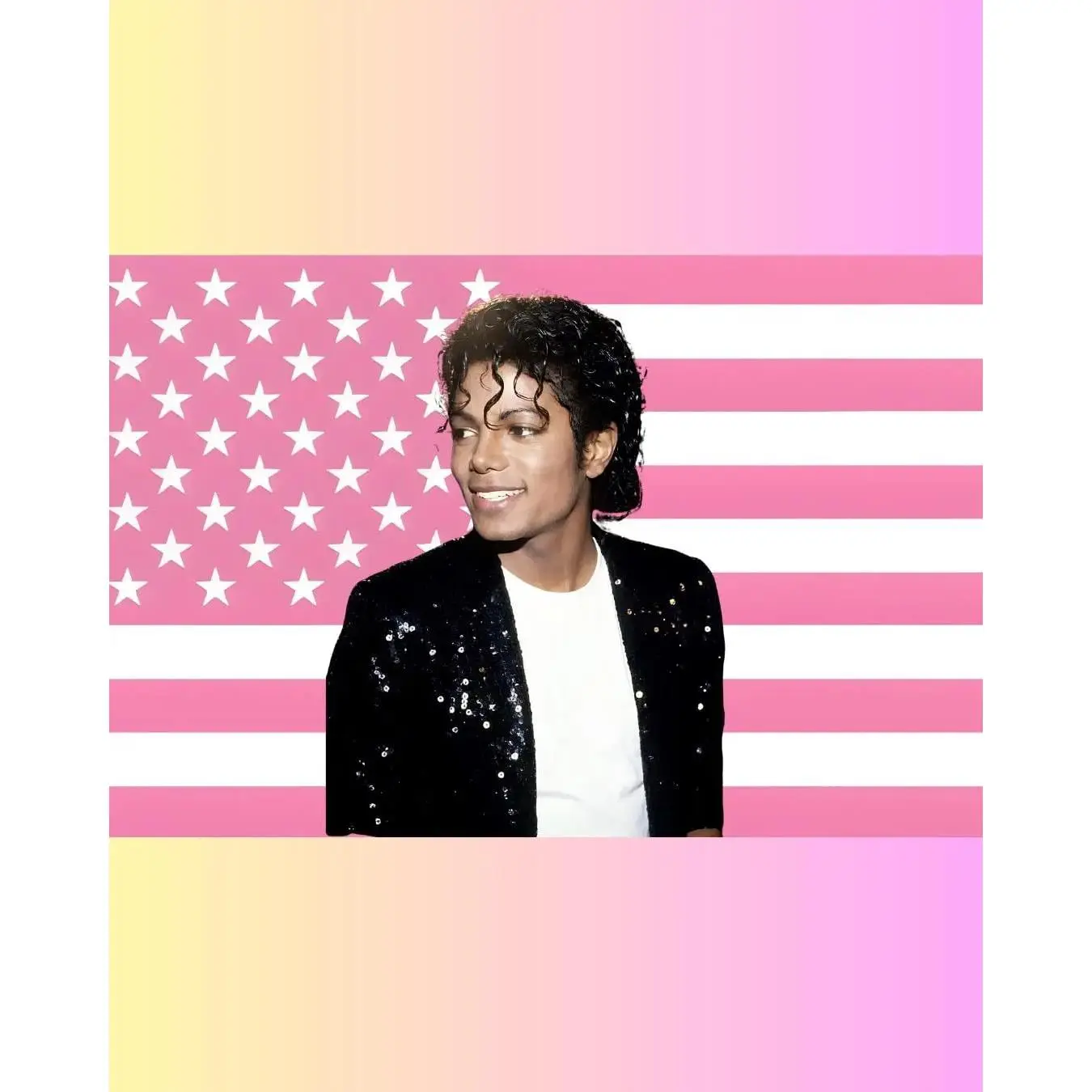 Michael Jackson Pink American Flag Tapestry – Pop Legend Wall Art |   Music Fan Decor |   Aesthetic Pink Flag |   Celebrity Room Gift