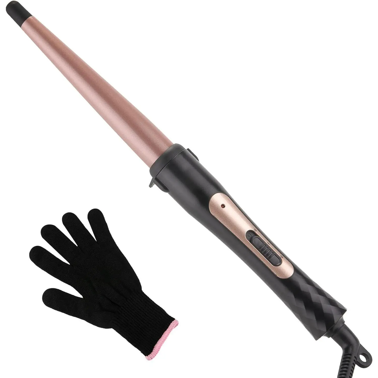 Tapered Curling Wand 1/2-Inch To 1-Inch Tourmaline Ceramic Barrel Professional Wand Curling Iron for Short Medium Long Hair Two Temperature Settings Dual Voltage Auto Shut-Off for Gifts for Women