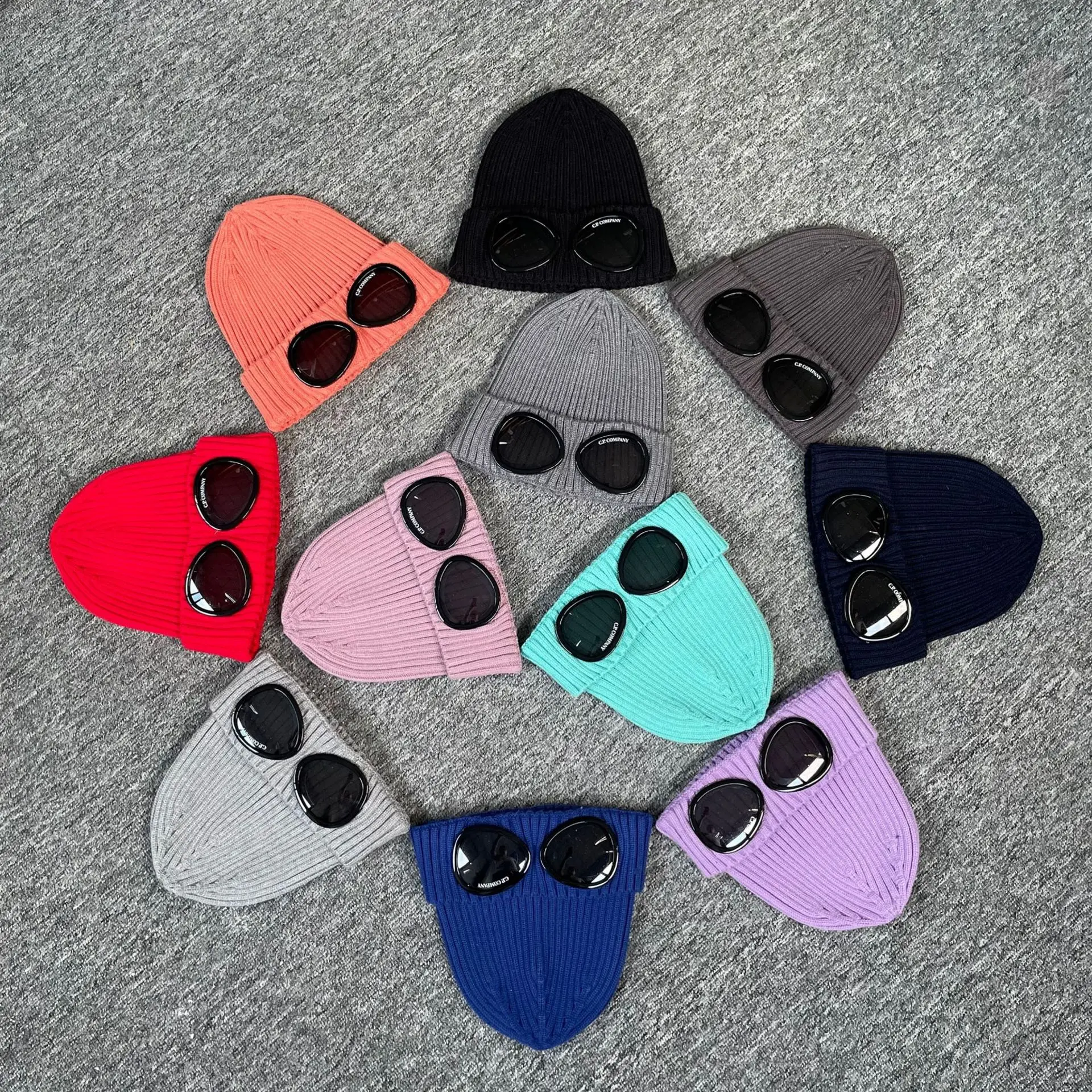 2026 New Ribbed Knit Pilot Beanie Built-in CP Protective Goggles Unisex Winter Windproof Warm Balaclava Hat Men Women Outdoor Ski Cycling Motorcycle Hiking Stretch Skull Cap Couple Cold Weather Full Face Thermal Headwear Solid Color Winter Accessory