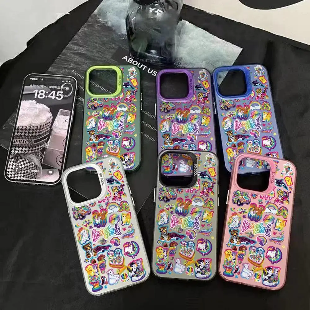 Pastel Multi Color Kitty Bear Unicorn Full Sticker Print Shockproof iPhone Cover For IPhone 17 16 15 11 12 13 14 ProMax Plus Cover