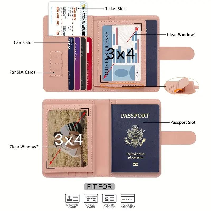Leather Passport Holder Covers Case Waterproof Travel Credit Card Wallet Cute Passport Book for Women/Men Buckle Passport Cover