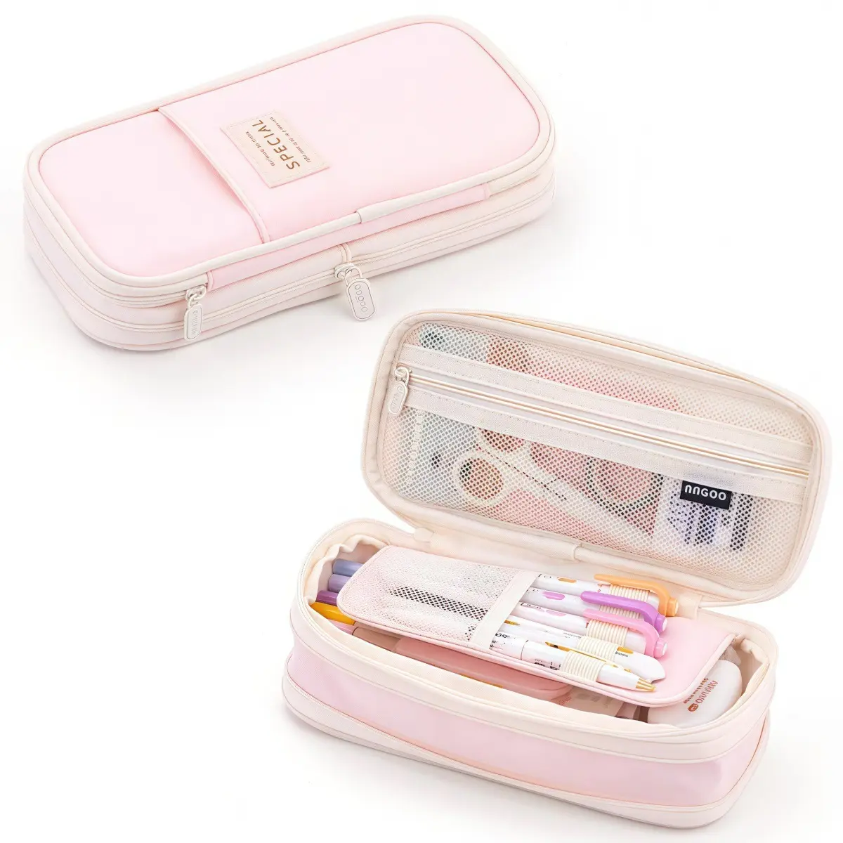 Large Capacity Pastel Pencil Case, Multi-Compartment Stationery Organizer, Aesthetic Pouch for Students & School Supplies (Does not include stationery)