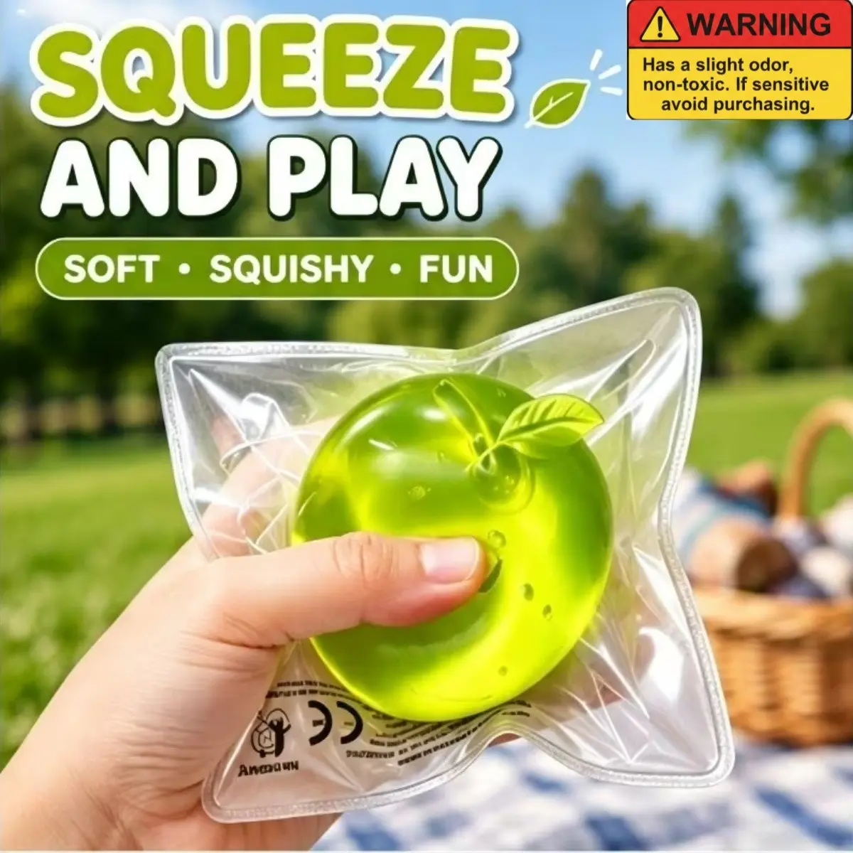 Taba Clear Apple Squishy, Pop Fidget Toys, Fidget Sensory Product, Safe And Non-Toxic Sticky Mochi Squishy Fidget Stress-Relief Squeeze Toys, Stress Reliever for Kids Relaxation And Sensory Play, Desk Accessory, Office Leisure, Cat And Dog Toys