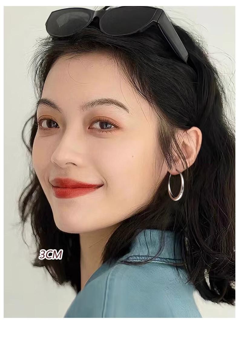 Large-circle plain ring earrings for women, high-end ear clips, ear studs, best-selling ear rings and earrings