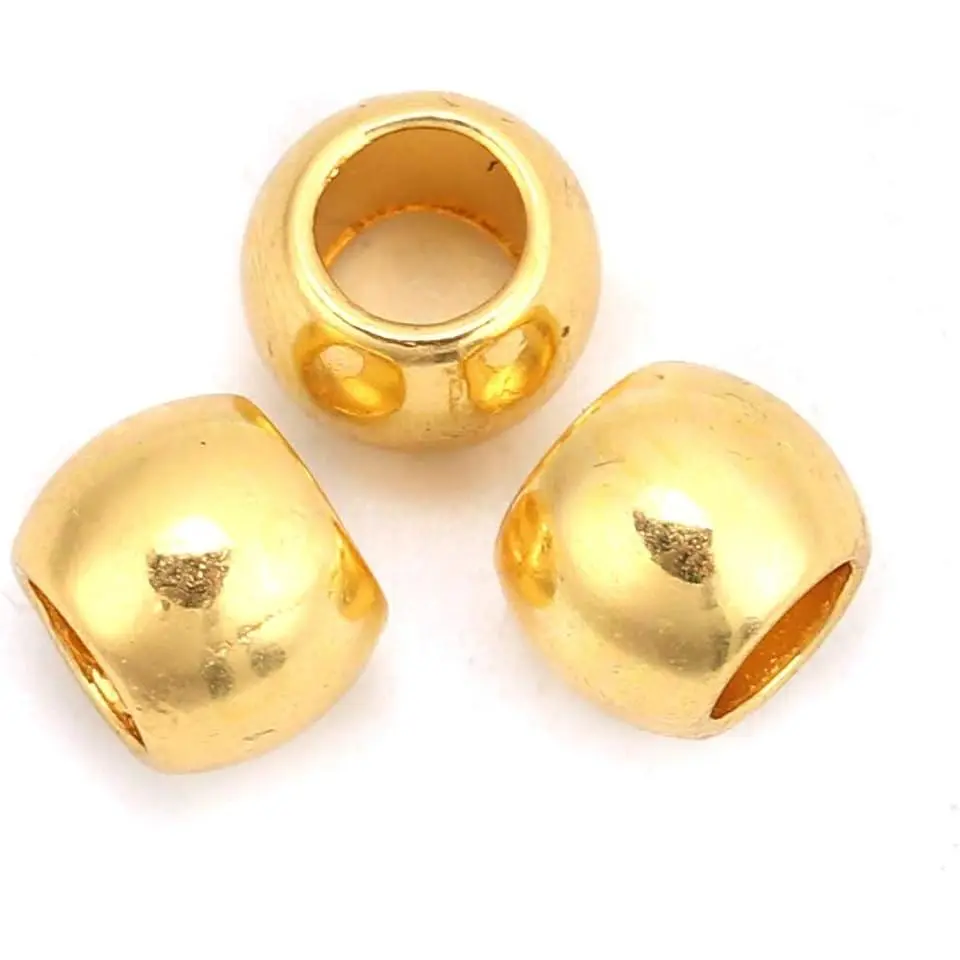 200 Zinc Metal Alloy Metal Spacer Barrel Beads  Plated 7mm Diameter with 4mm Large Hole