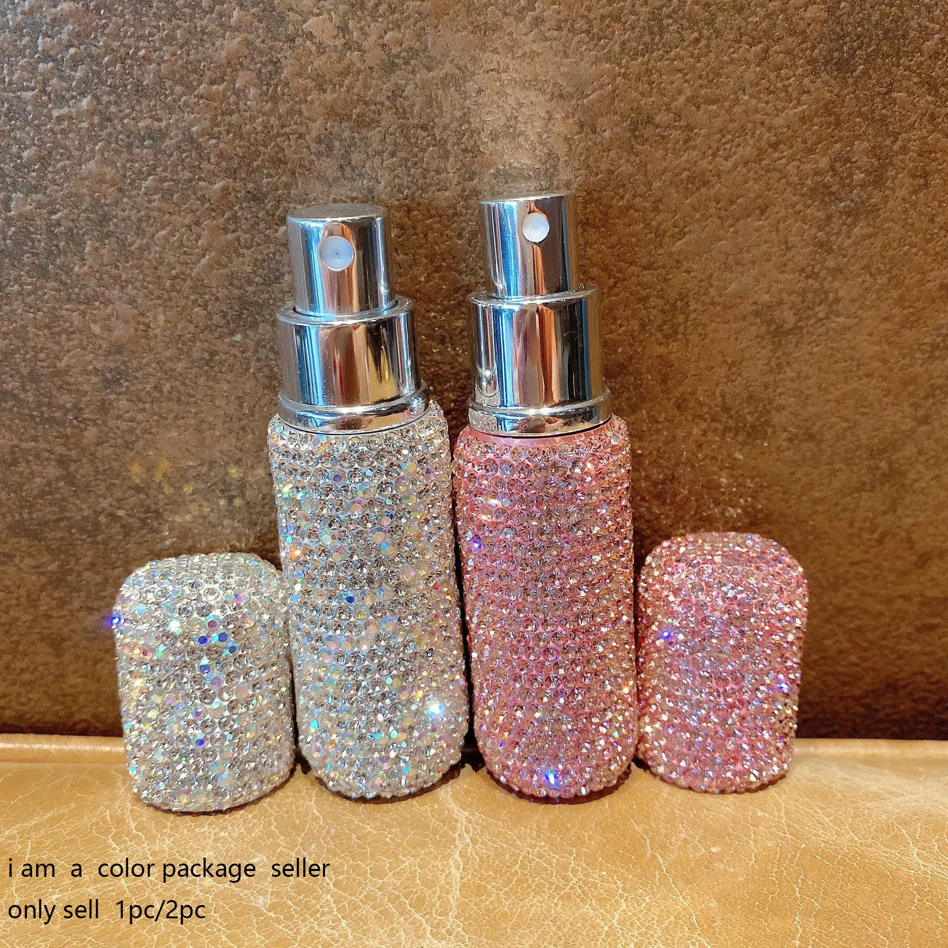 Rhinestone Decorated Empty Perfume Bottle, 10ML Refillable Perfume Bottle, Portable Mini Spray Bottle for Travel, Home Organizer, Cosmetic Holder, Glitter