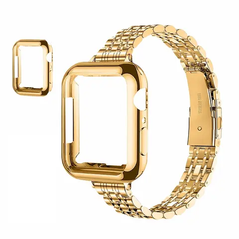 Watch Band with Watch Case (Band & Case Only), Stainless Steel Watch Band with Watch Case, Watch Accessories Compatible with Apple Watch 2026 12/11/109/8/7/6/5/4/3/2/1/SE/SE2/SE3, Smartwatch Accessories