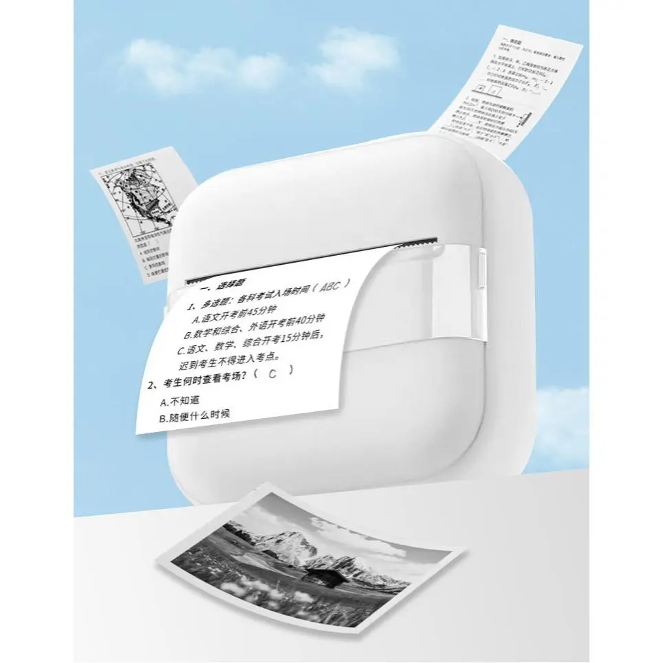 Bluetooth Enabled Pocket Mini Thermal Printer Portable Ink-Free Printing Device For Students Error Question Sorting Small Photo Label