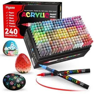 240 Colors Automatic Ink Control Acrylic Paint Markers, Waterproof & High Saturation, Ideal for DIY Art Supplies, Brush Tip Pens