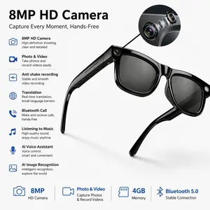 800mp Smart Glasses, Video Recording, Ai Photo Recognition, Bluetooth-compatible Calling, Voice Translation, Unisex Multifunctional Smart Glasses, Ai Smart Glasses With Camera