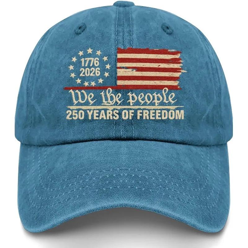1pc Retro Washed Printted U.S. 250th Anniversary 250 Years Freedoms 1776-2026 Baseball Hats,suitable for Daily Wear Parties