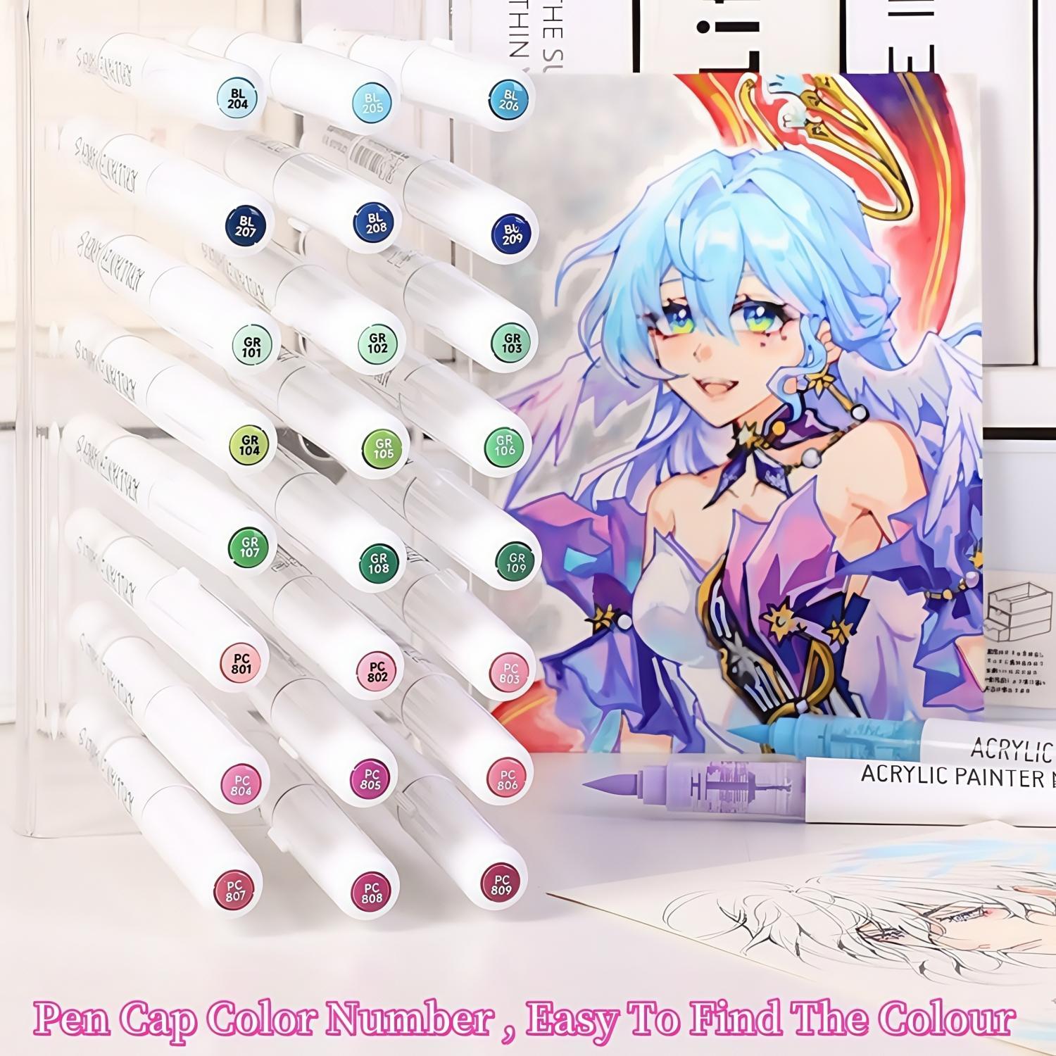 Acrylic Paint Marker Pen Set, 9/36/63/81/126pcs Soft Brush Tip Acrylic Paint Pens Set, Professional Color Series for Rock Painting, Ceramic, Wood, Canvas, Glass, Stone, Fabric, Art Markers Pen