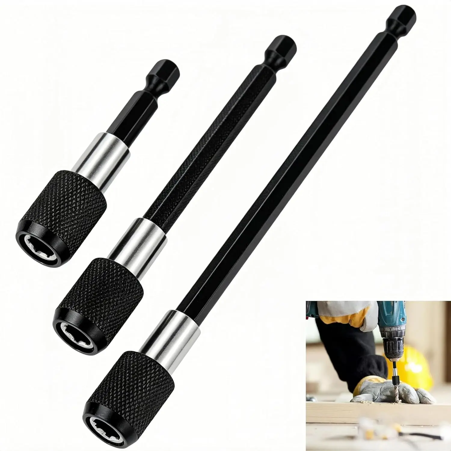3Pcs Quick Release Magnetic Drill Bit Holder Set - 2/4/6in Sizes, 1/4 Inch Hex Shank Extension Chuck Adapter, Ideal for Contractors, DIY Enthusiasts, First Projects, Major Jobs, Socket Screwdrivers