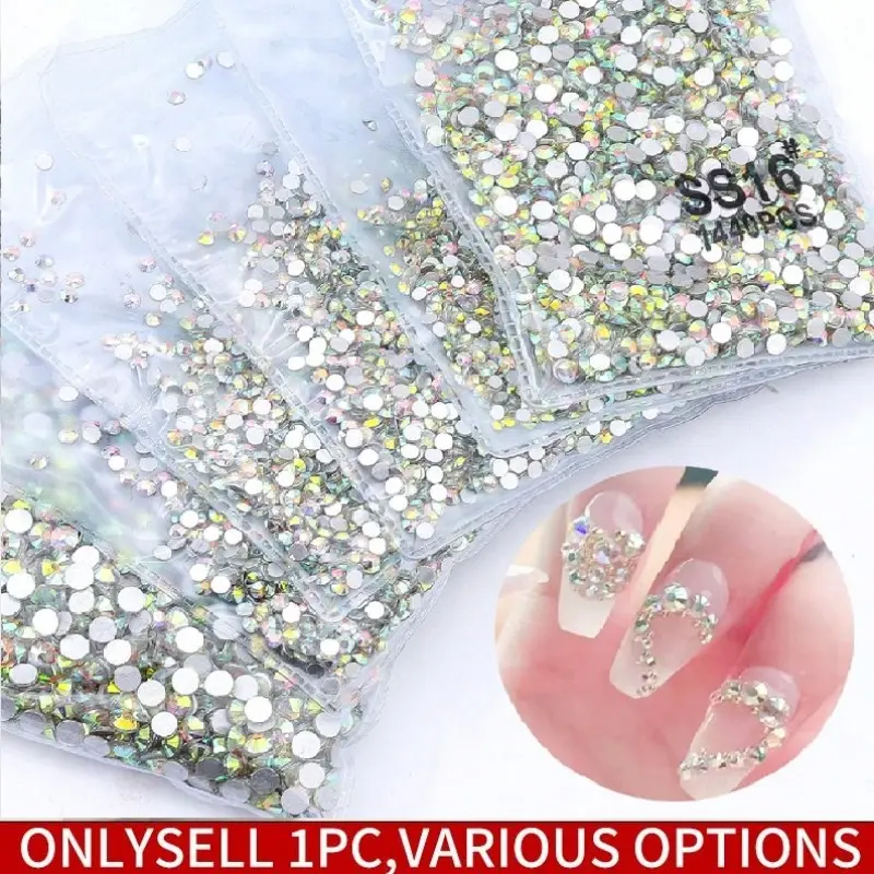 1440pcs Flat Back Rhinestones, Mixed Sizes Glass Crystal Flat Back Nail Rhinestones, Small Rhinestones For Crafts Nail Face Clothes Shoes, Nail Art Accessories