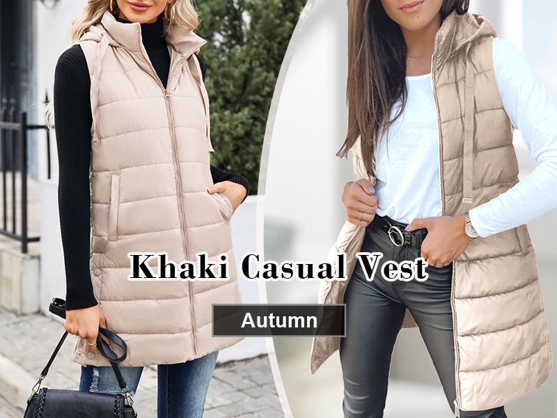 Imily Bela Women Long Vest Solid Color Sleeveless Hood Winter Puffer Vest Outwear Imily Bela Women Long Vest Solid Color Sleeveless Hood Winter Puffer Vest Outwear