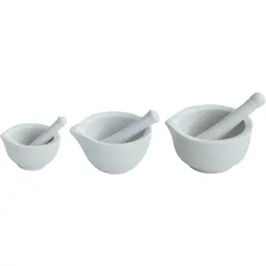 Porcelain Mortar and Pestle, Spice Garlic Herb Grinder,Mixing Grinding Bowl, Crusher Set,Kitchen Tools- 3.2inch