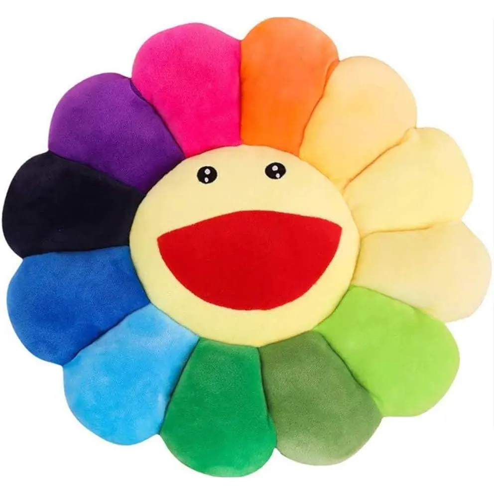Rainbow Pillow, Sunflower Indie Decor Plush Pillow Soft & Comfortable Flower Floor Pillow for Home Reading Bed Room Decoration (Rainbow Color)