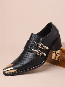 Men's Unique Style Monk Shoes, Contrast, Lightweight Luxury Formal Footwear, Exclusive Design for Men