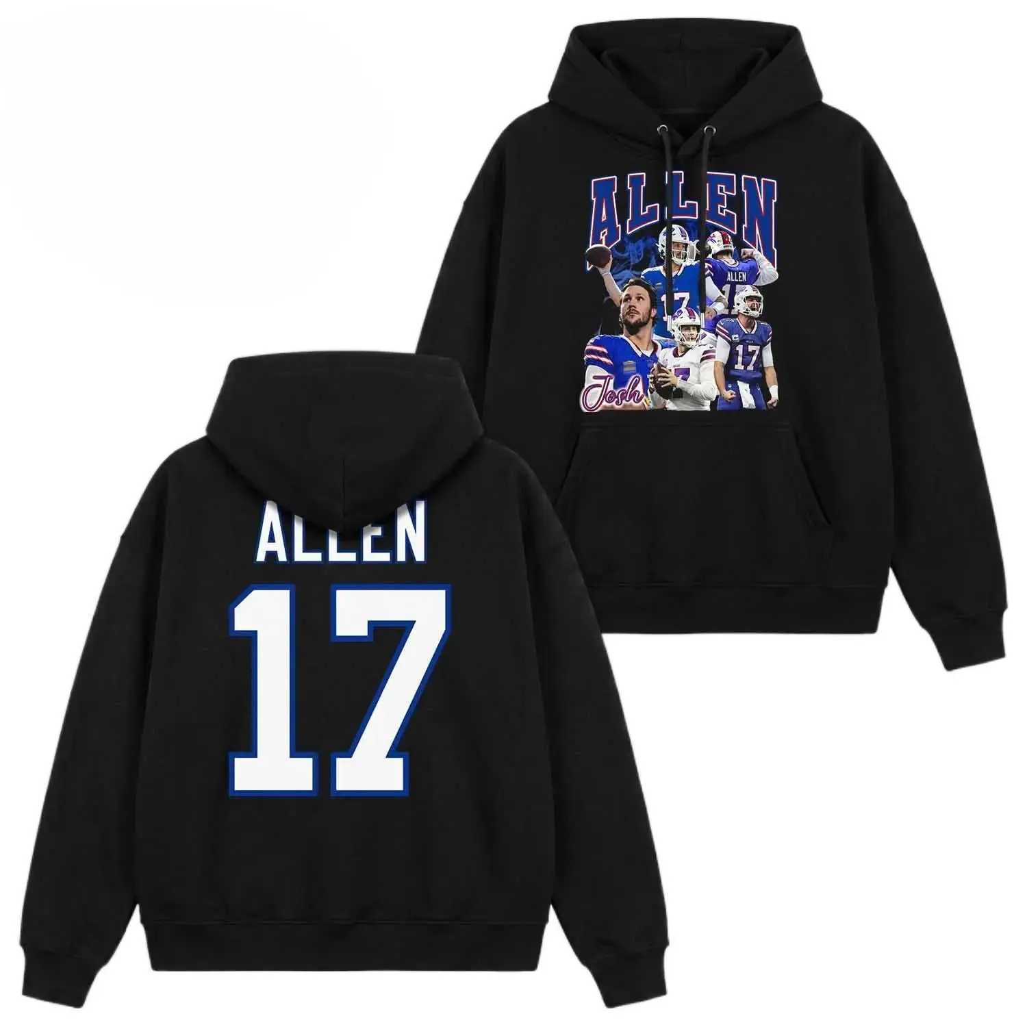 Unisex Josh Allen # 17 V2 Football Hoodie T-shirt, Buffalo Quarterback Graphic Hoodie T-shirt, Vintage The U.S. Football Championship -Inspired Sports Sweatshirt, Josh Allen Fan Apparel, Football Fan Hoodie, Game Day Streetwear, Gift for Football Fans