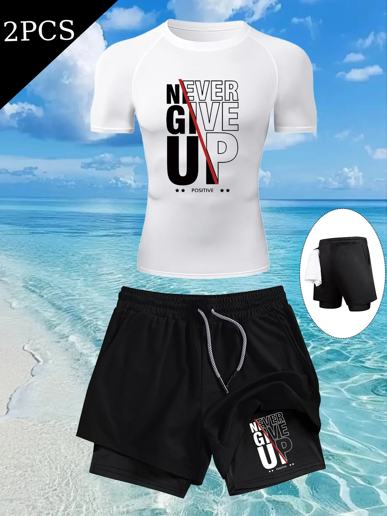 Men's Quick-Dry Compression Training Set, 2-Piece Workout, Moisture-Wicking Sportswear for Gym, Cycling, Outdoor, All-Year Wear