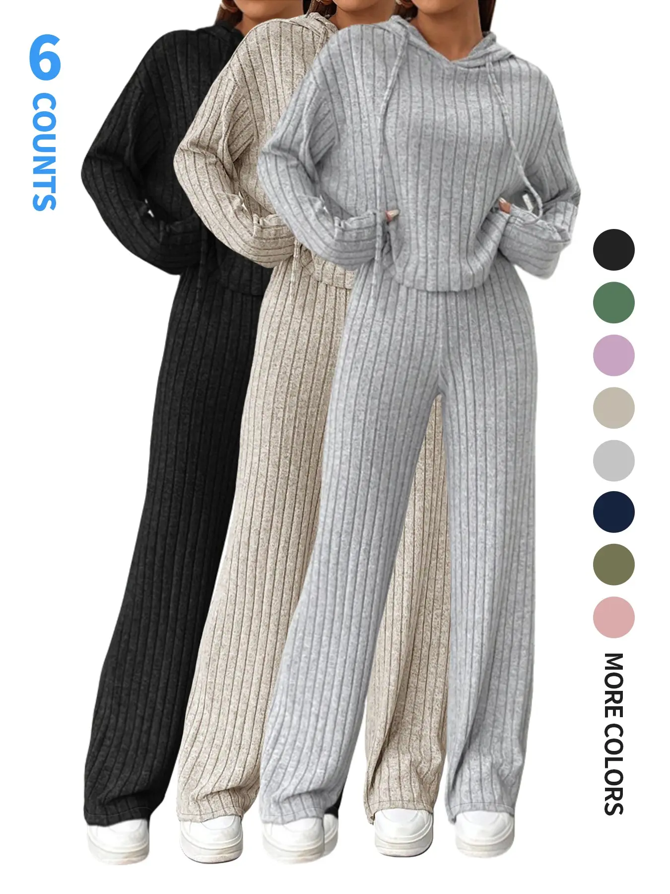 Soft Long Sleeve Lounge Sets for Women, Striped Lounge Sets, Hooded Top & Elastic Wide-Leg Pants for Spring&Summer, Loungewear for Streetwear & Dailywear, Sleepwear trend, PJs, Outdoorwear