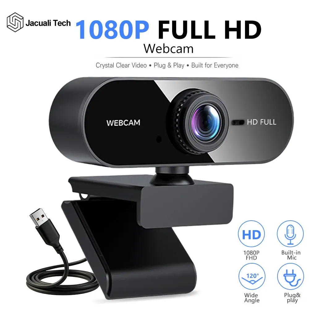 Wide Angle USB External Webcam for PC & Laptop, Integrated Microphone, Plug & Play, Ideal for Live Streaming, Zoom, Teams, Remote Work, USB Computer Webcam
