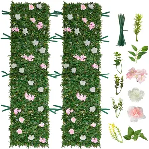 VEVOR Artificial Luxury ‌   Flower Wall Backdrop, 2 PCS, Each Panel 2 x 8 ft, Gorgeous 3D Silk Floral Backdrop Pet Friendly, Easy Installation Flower Wall Panel for Wedding, Event, Party and Home Decor