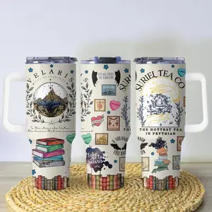Velaris City Tumbler ACOTAR Inspired, Suriel Tea Bookish Mug, Fourth Wing Tumbler Cup 20oz 30oz 40oz, Fantasy Coffee Gift for Readers