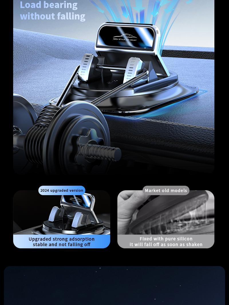 Car Phone Mount with Strong Suction Cup – 360 °   Rotation, Adjustable Viewing Angles, Anti-Slip Holder for All Phones.