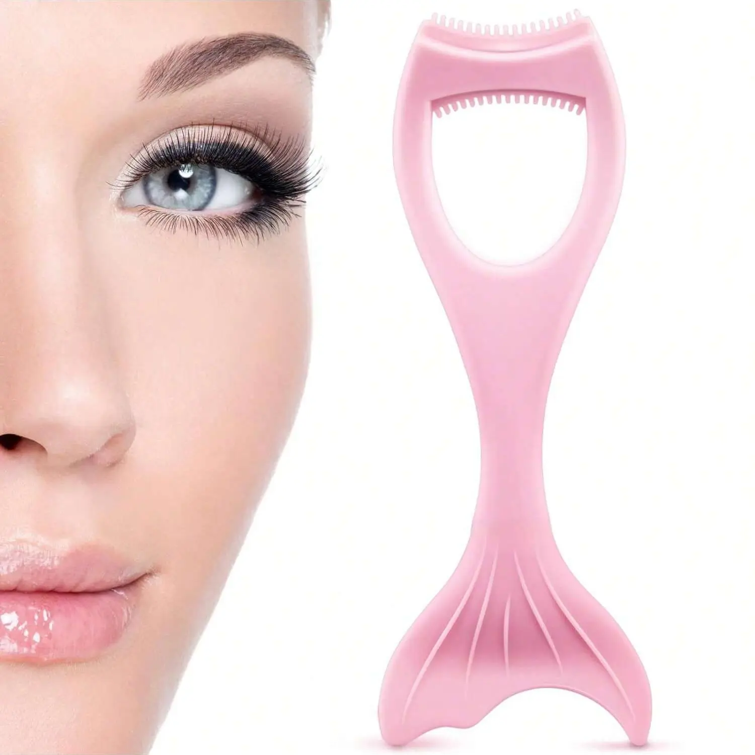 Three-In-One Eyelash Helper Tool, Eyelash Tools, Includes Mascara Guard, Silicone Brush, Disposable Heads, Reusable Makeup Assistant for Perfect Lashes and Liner