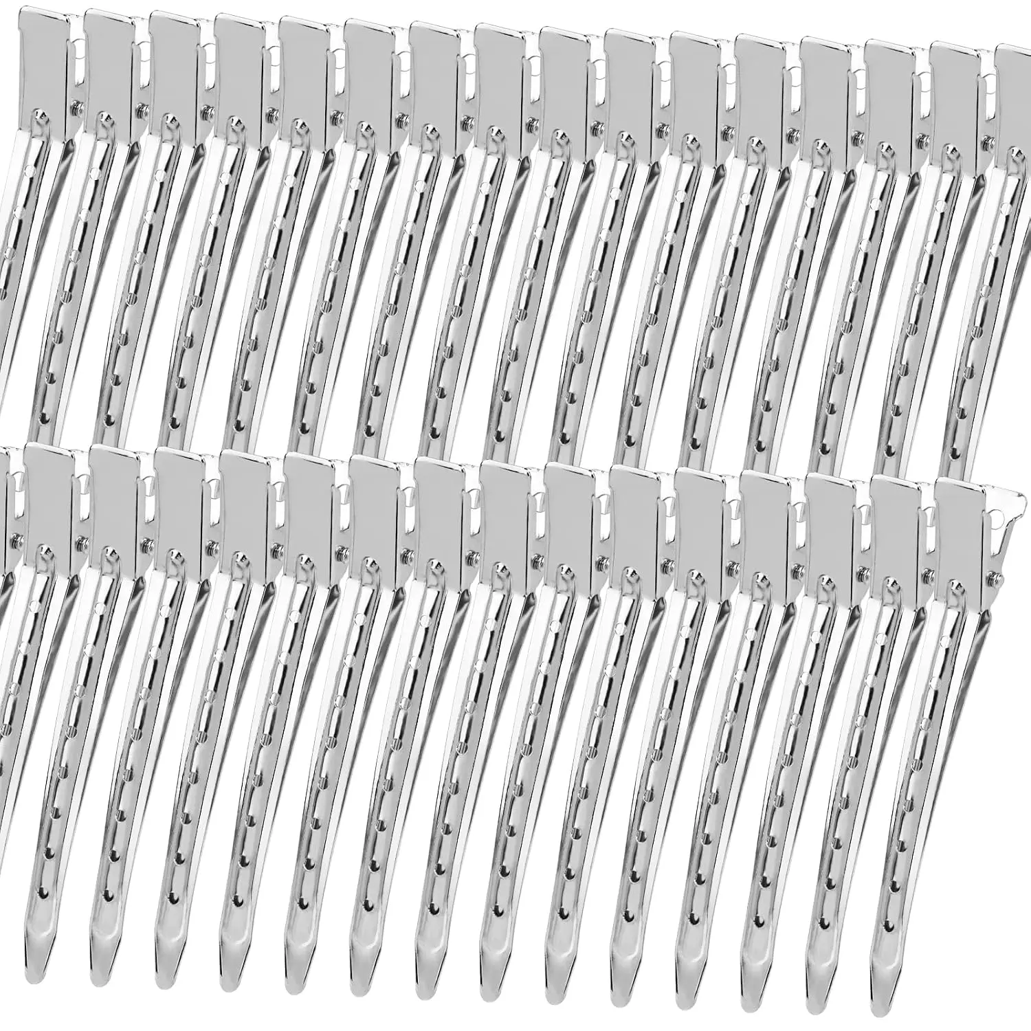 Duck Billed Clips, 30 count 3.5 Inch Metal   Hair Clips with Holes for Styling, Coloring, Thick Hair Rollers, Salon Use,