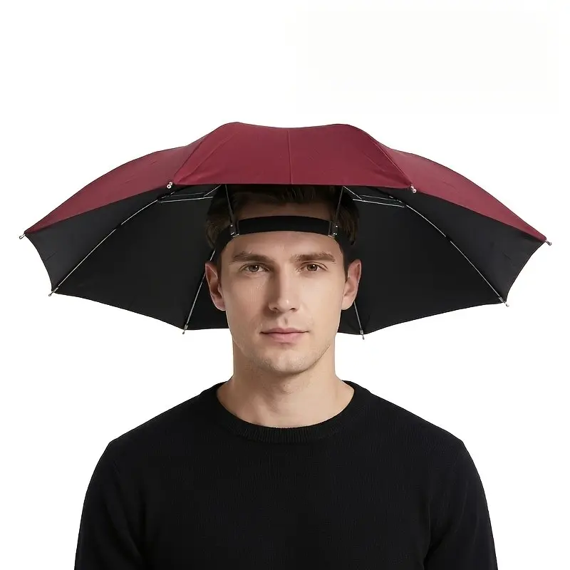 Outdoor Two-In-One Umbrella Hat, Head-Worn Design, Multi-Scene Use, Lightweight and Portable, Foldable Storage, Fishing, Gardening, Hiking, Photography, Folding Umbrella, Outdoor Umbrellas