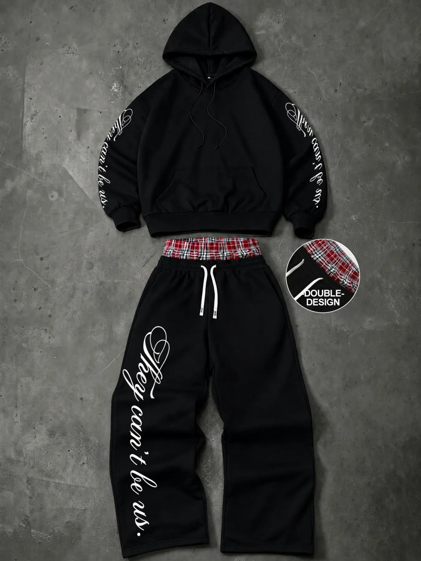 Oversized Streetwear Hoodie Sweat Set for Men & Women, Graphic Print Pullover Hoodie with Baggy Wide Leg Sweatpants, Cozy Casual Matching Tracksuit, Unisex Athletic Lounge Outfit for School, Vacation, Workout and Everyday Fashion