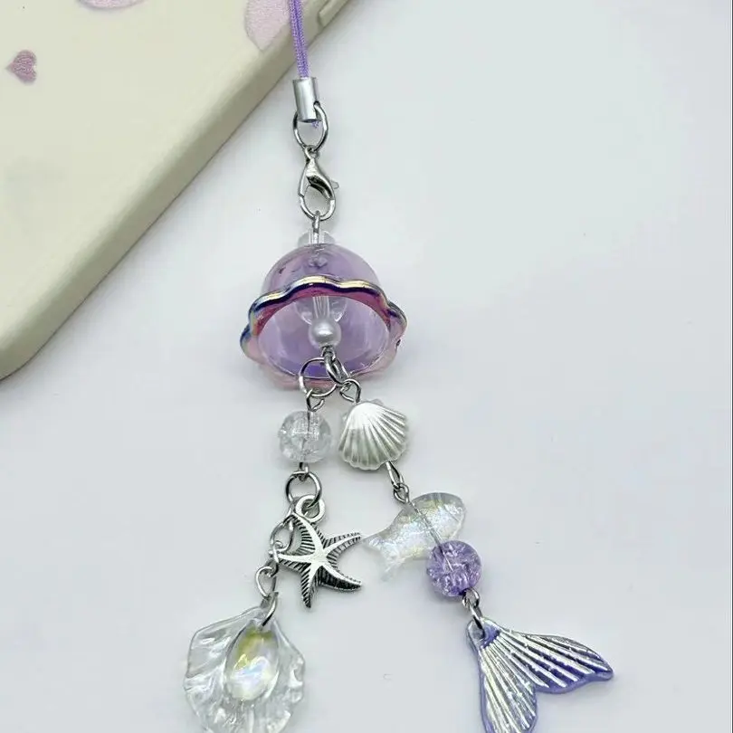 Ocean Theme Acrylic Phone Chain, Jellyfish, Starfish, Shell, Fish Tail Pendant, Short Lanyard for Phone Case, Bag, Keychain Decor, Cell Phone Accessories