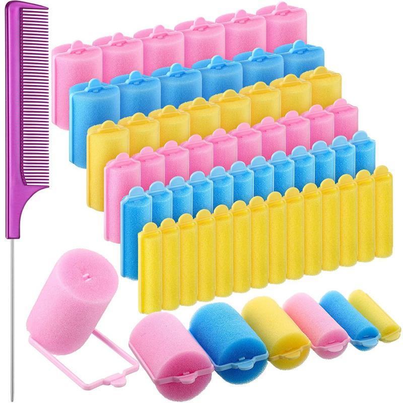 58PCS Heatless Foam Hair Rollers Set, Heatless Curlers, Heatless Curling Set, Non-Damaging Styling Tool for Women and Girls, Travel-Friendly Hair Care Accessories