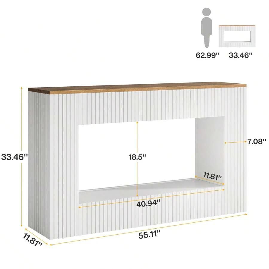 Modern Console Table, 55-Inch Wood Entryway Table With Storage, Narrow Long Sofa Table Behind Couch Table For Living Room, Foyer, Hallway, White Modern Console Table, 55-Inch Wood Entryway Table With Storage, Narrow Long Sofa Table Behind Couch Table For Living Room, Foyer, Hallway, White