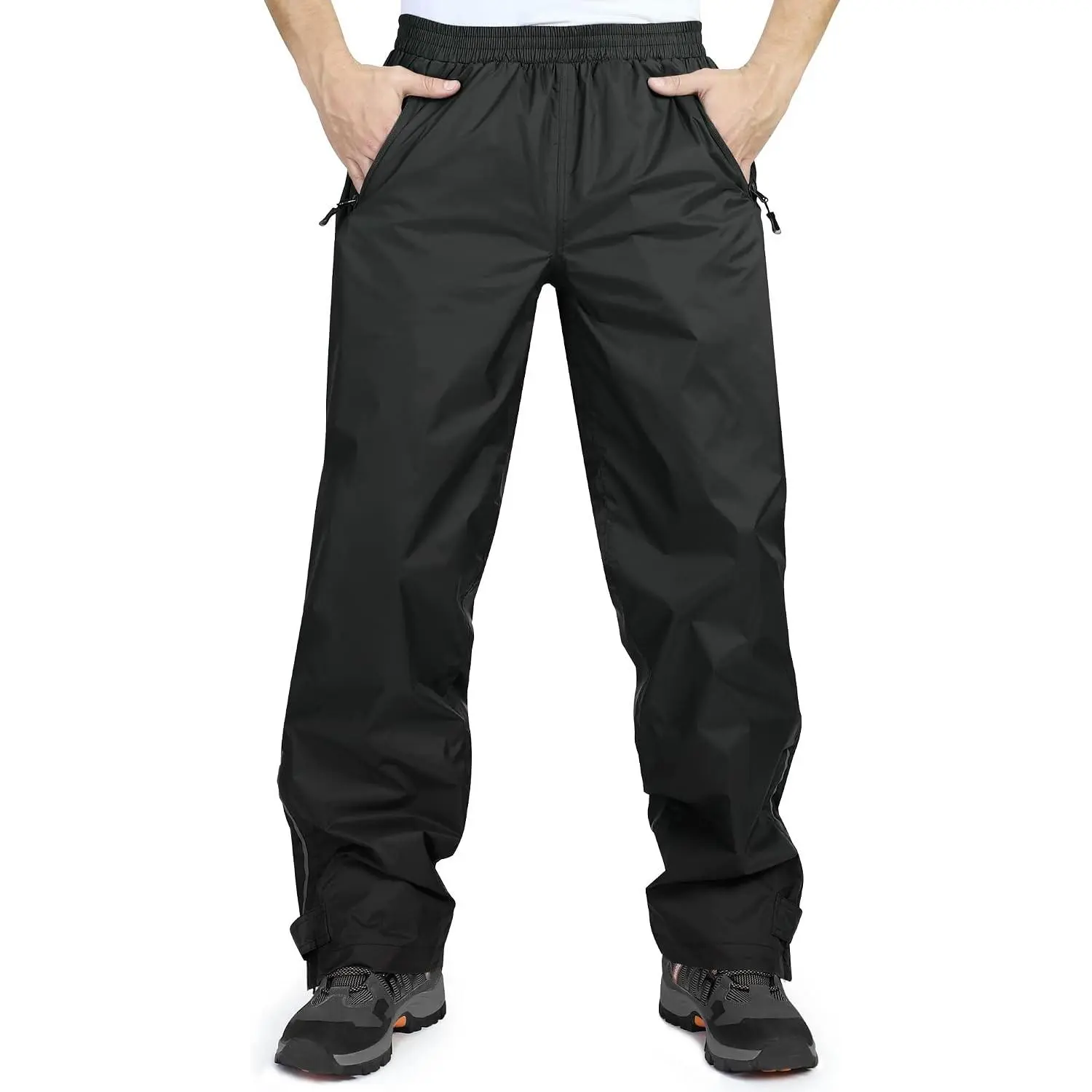 Men's Rain Pants, Waterproof Rain Over Pants, Windproof Outdoor Pants for Hiking, Fishing