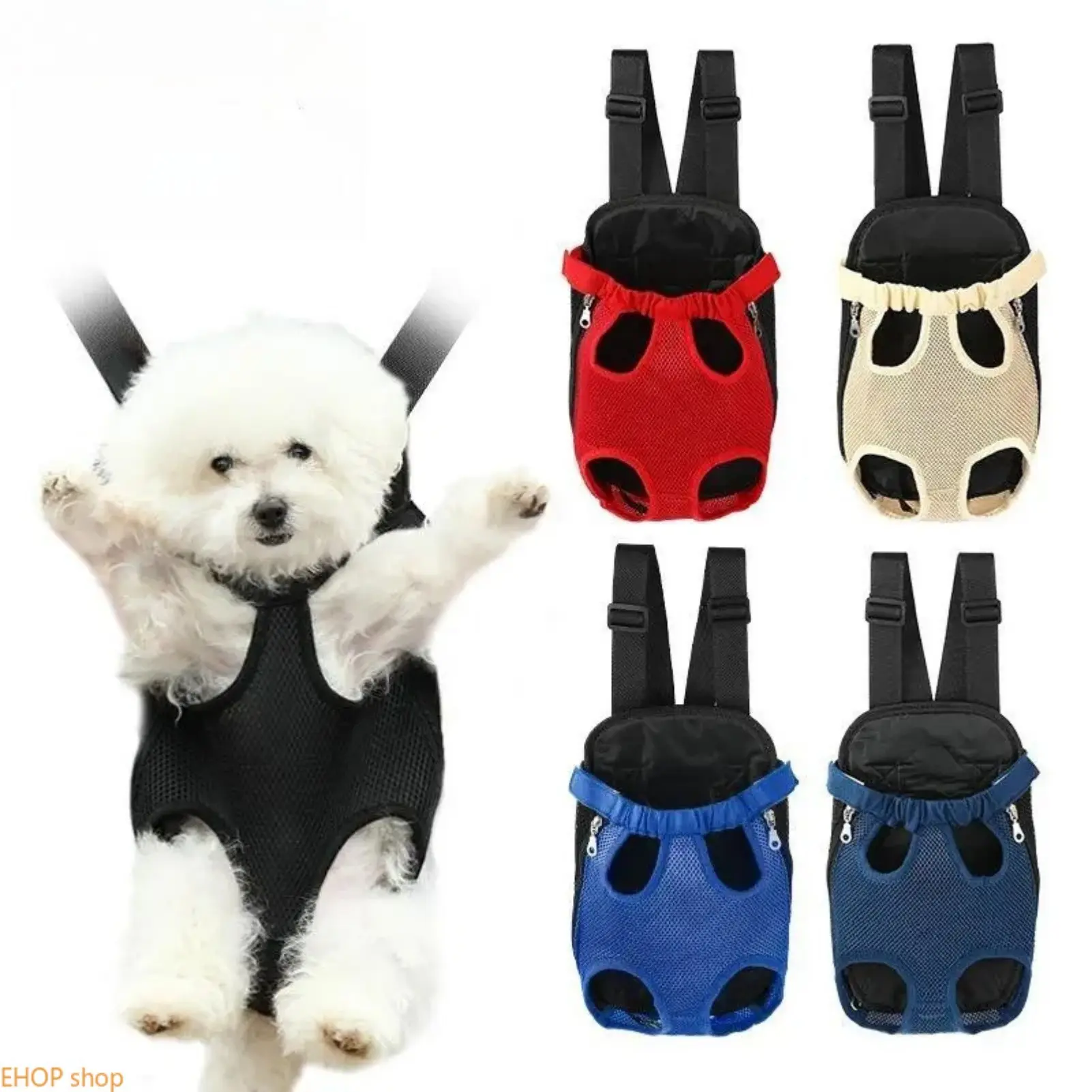 Plain Polyester Pet Carrier Backpack, Legs-Out Front-Facing Design for Small Dogs & Cats, Portable for Outdoor Walking & Travel