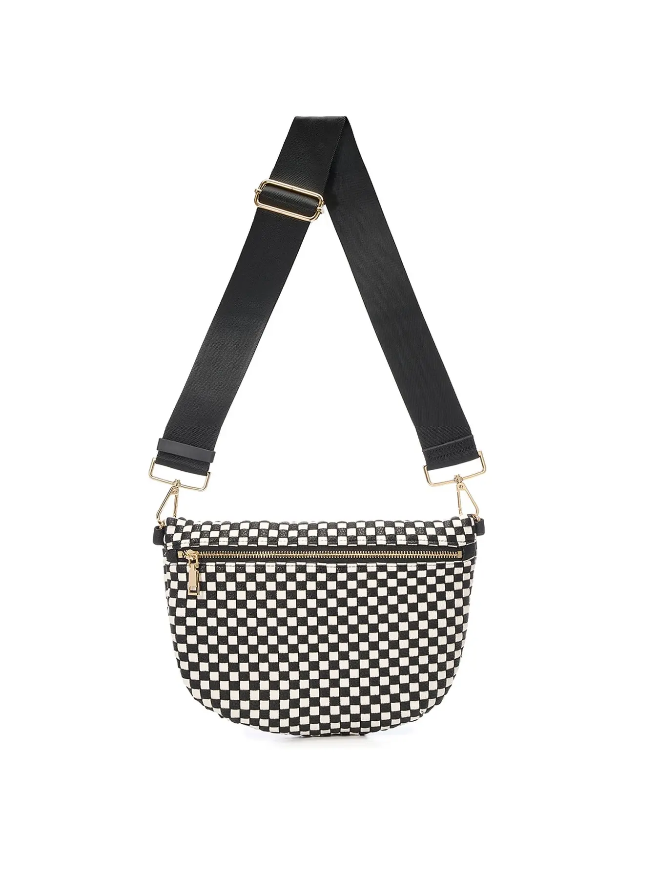 Women's Woven Crossbody Bag, Plaid Pattern Fashion PU Waist Pack, Adjustable Shoulder Strap Travel Single-Shoulder Handbag, Fashion Patterned Bag, Fashionable Bag