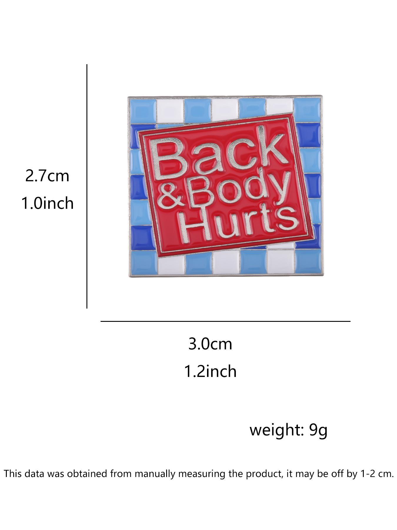 Letter Hurts Design Brooch, Fashion Plaid Pattern Alloy Badge for Daily Clothing Decor, Enamel Pin Suitable for Backpacks, Jeans, Scarves, Hats Decoration Fixed Buckle, Casual Alloy Accessory for Men & Women, Mother's Day Gift