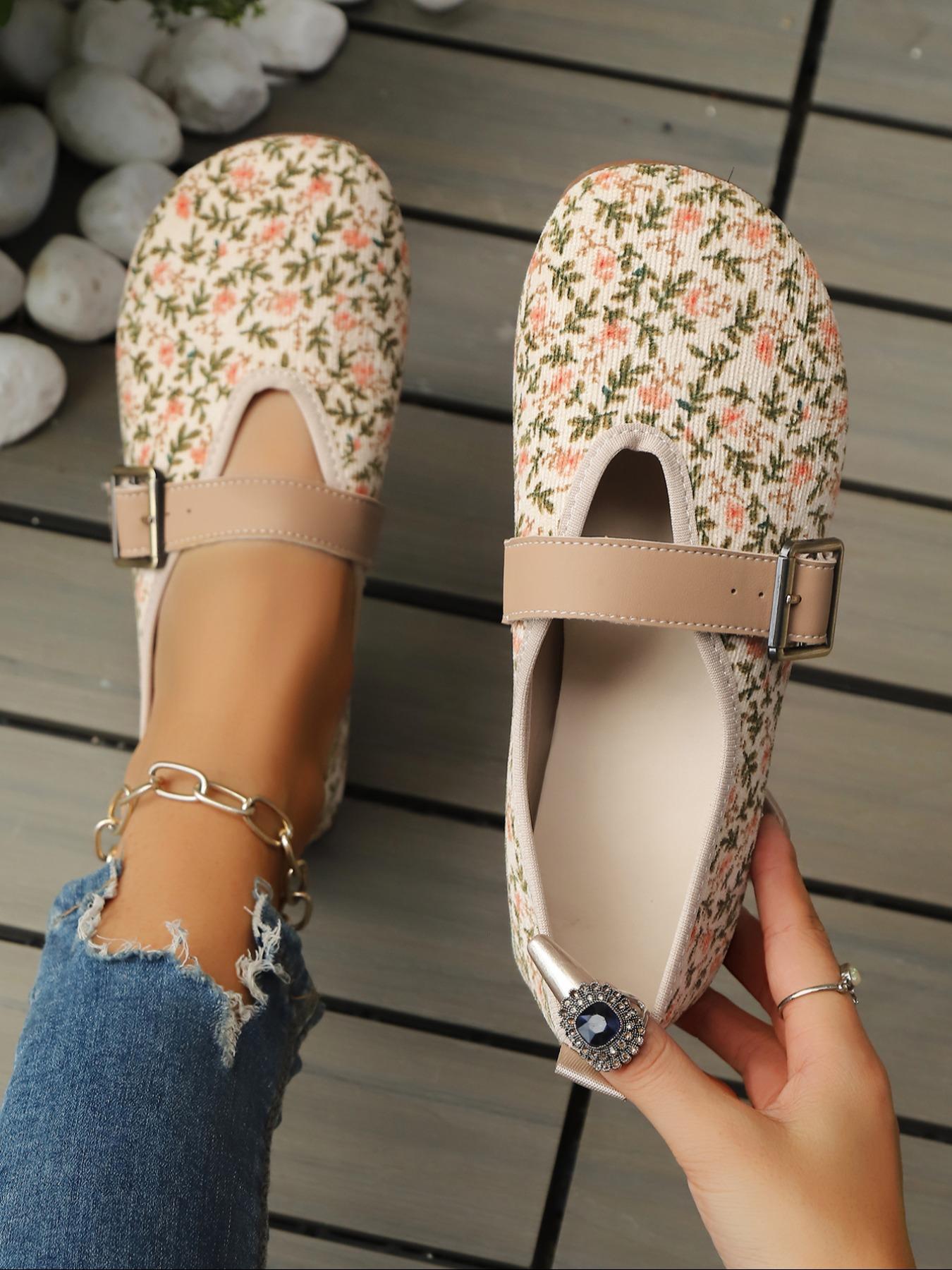 Women's Floral Flat Shoes, Soft Sole Flats, Fashionable Flats, Breathable Closed-Toe Slip-Ons for Summer, Casual and Stylish Daily Footwear for Women, Shoe Dazzle Shoes