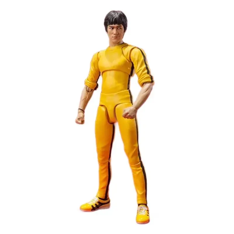 14cm Bruce Lee Articulated Action Figure, Yellow Jumpsuit Kung Fu Statue Decor, Unisex Collectible Gift for Kids & Enthusiasts